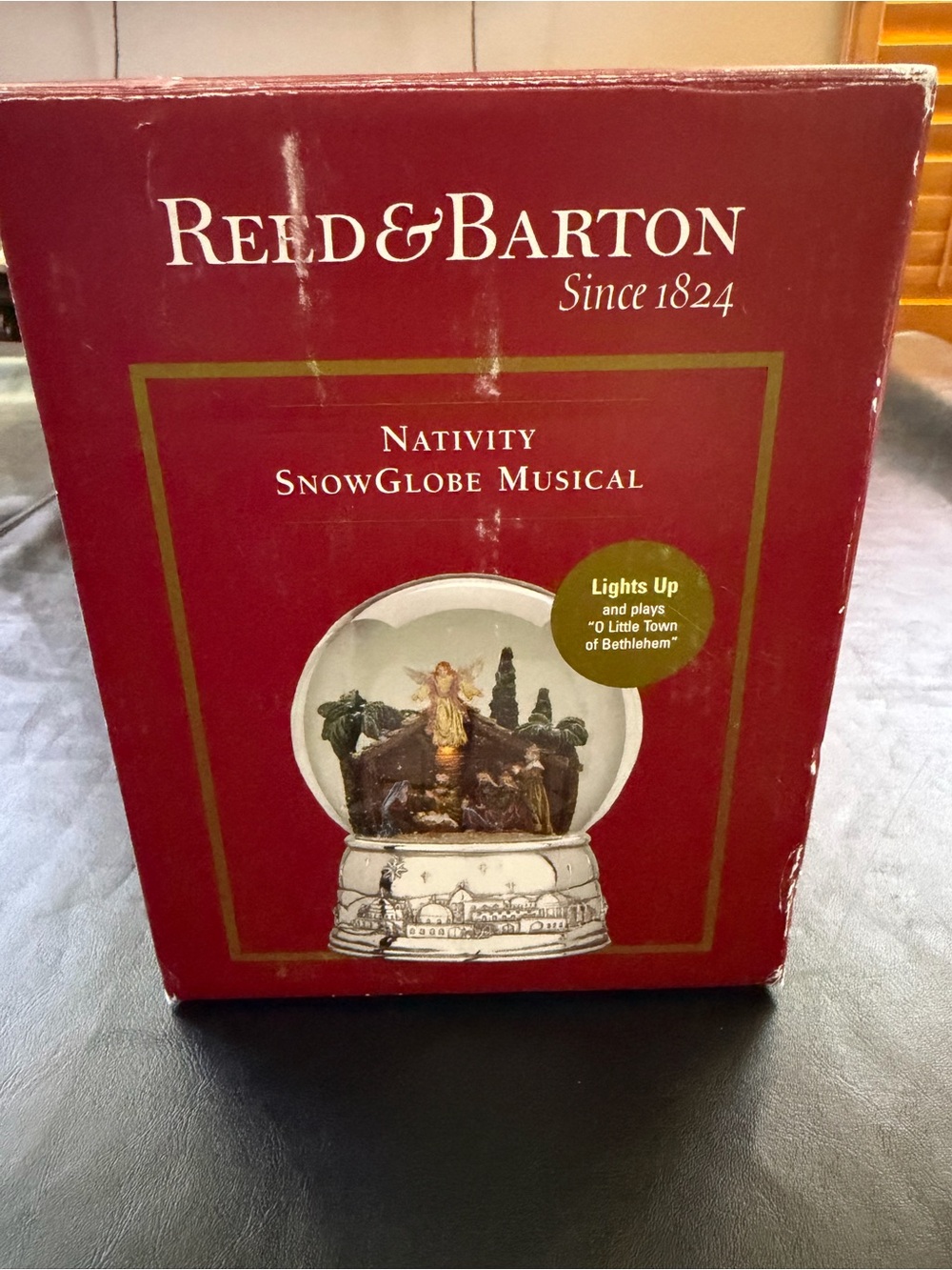 Reed & Barton Red Nativity Snow Globe Musical